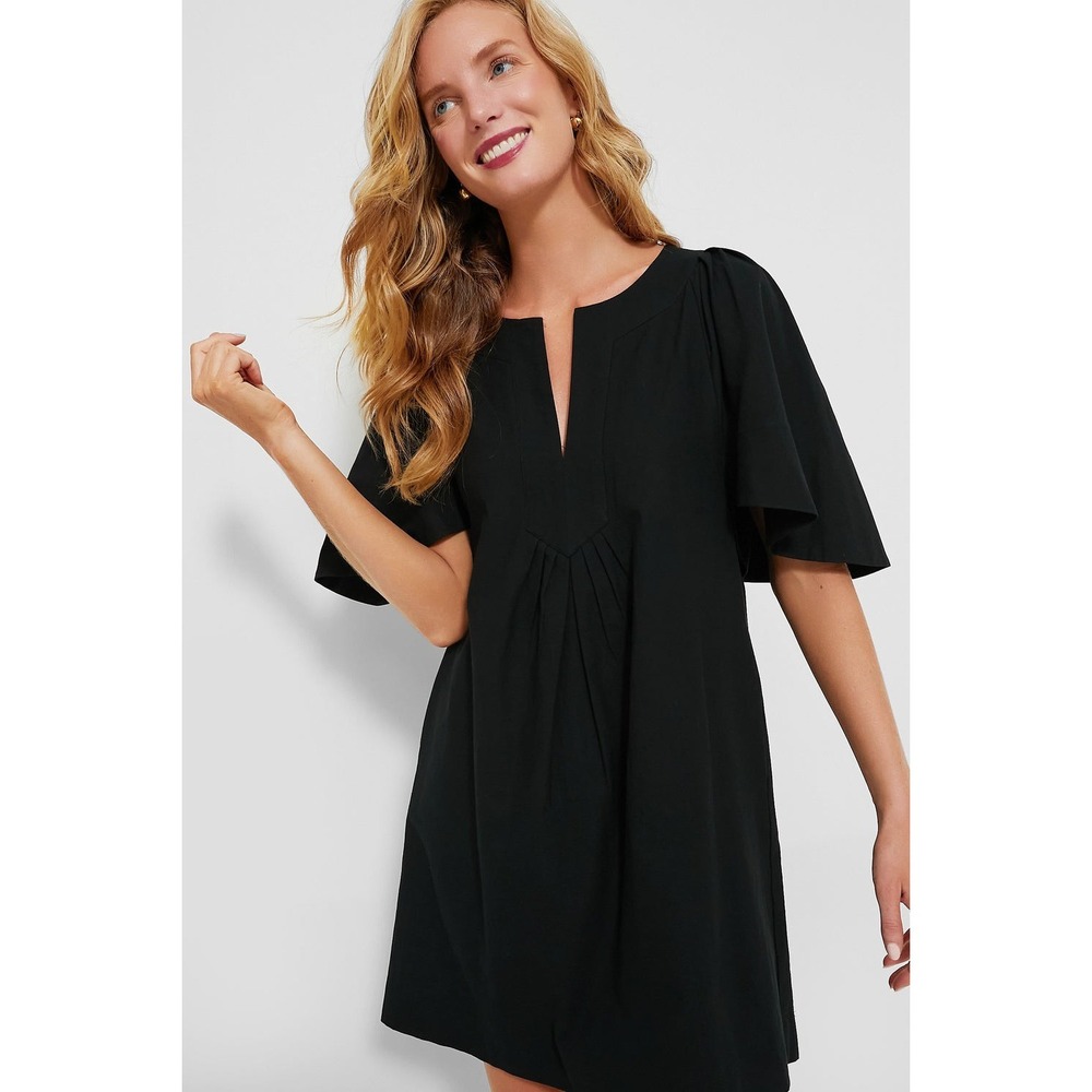 Tuckernuck Pomander Place Sz XL Finley Flutter Slv Black Cotton Swing Dress NWT